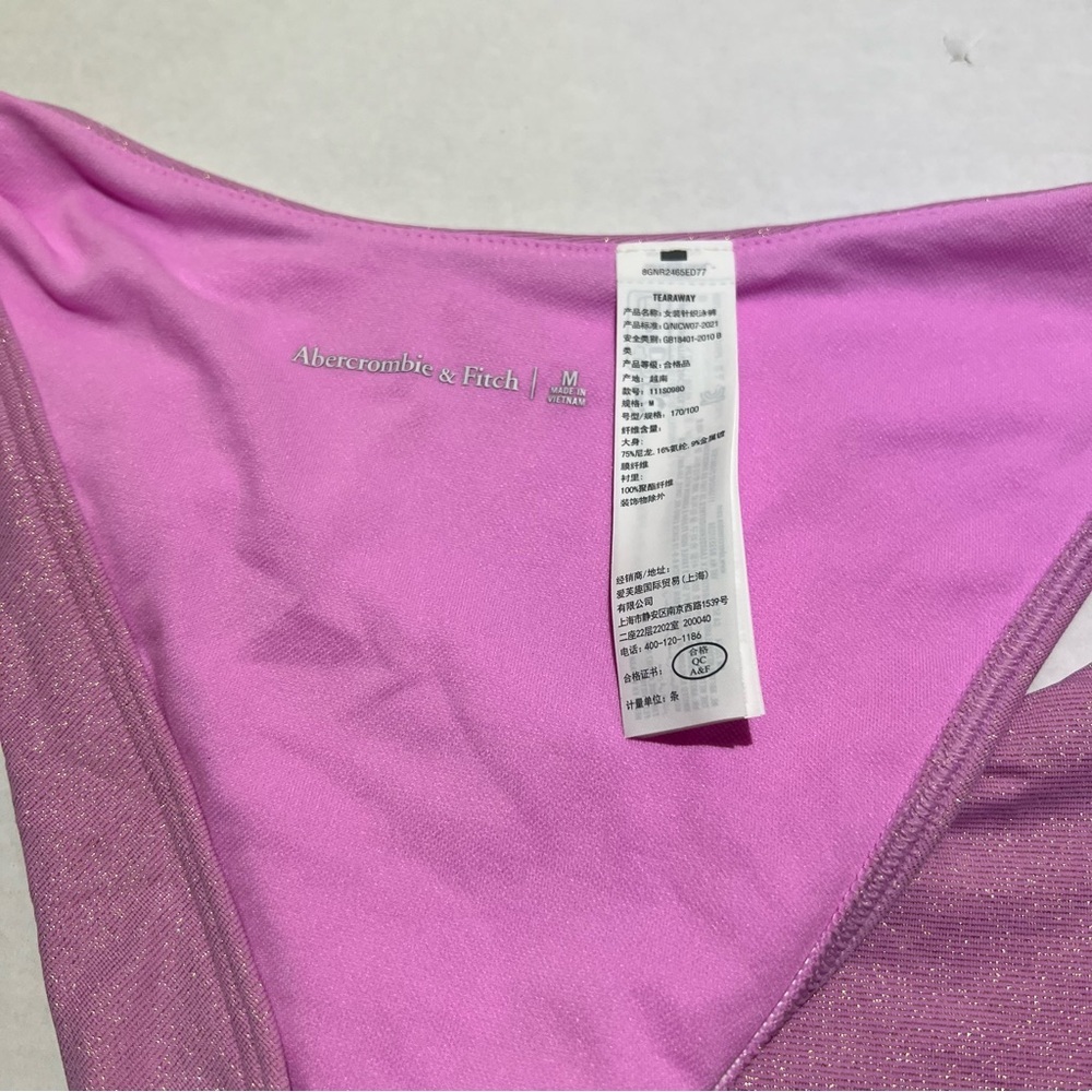 Abercrombie & Fitch Pink Shimmer Ring Detail Bikini Bottoms size Medium - Picture 4 of 7
